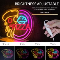 Virlusy Pizza Neon Sign For Wall Decor Dimmable Led Lights Signs Pizza Shaped Signs For Business Neon Light Room Decor For Kitch