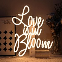 Virlusy Love Is In Bloom Neon Sign For Wall Decor Dimmable Led Lights Signs Letters Signs For Bridal Shower Warm White Neon Ligh