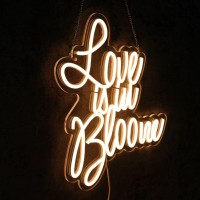 Virlusy Love Is In Bloom Neon Sign For Wall Decor Dimmable Led Lights Signs Letters Signs For Bridal Shower Warm White Neon Ligh