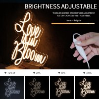 Virlusy Love Is In Bloom Neon Sign For Wall Decor Dimmable Led Lights Signs Letters Signs For Bridal Shower Warm White Neon Ligh