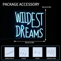 Virlusy Wildest Dream Neon Sign For Wall Decor Dimmable Led Lights Signs Letter Led Signs For Bedroom Decor Blue Neon Light For