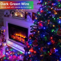 2 Pack Christmas Lights Outdoor Total 200Ft 600Led Christmas Tree Lights With 8 Modes Waterproof Green Wire String Lights For