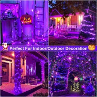 Nielfoi 2 Pack Halloween Lights Total 200Ft 600 Led Purple String Lights With 8 Modes Waterproof Plug In Halloween Decorations