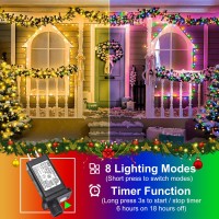 200Ft 600 Led Christmas Lights Outdoor 2 Pack Christmas String Lights With Green Wire Waterproof 8 Mode Twinkle Tree Lights Fo