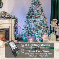 2 Pack Christmas Lights Outdoor Total 200Ft 600Led Christmas Tree Lights With 8 Modes Waterproof Green Wire String Lights For