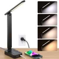 Addtam Led Desk Lamp Power Strip With 3 Outlets 4 Usb Charging Ports2 Usbc 4 Modes 5 Level Brightness Touch Lamp Small Desk