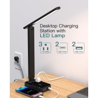 Addtam Led Desk Lamp Power Strip With 3 Outlets 4 Usb Charging Ports2 Usbc 4 Modes 5 Level Brightness Touch Lamp Small Desk