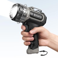 Forto Compact Rechargeable Spotlight With Adjustable Focus Handheld Spotlight With Stand 823M Range 3 Light Modes And Led Spo