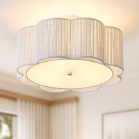 Giutna 177 Rattan Flush Mount Ceiling Light 3Light Boho Close To Ceiling Light Fixtures Rattan Bedroom Ceiling Light Farm