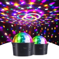 2 Packs Mini Disco Ball Lights Sound Activated Multicolor Disco Party Light Usb Rechargeable Battery Dj Strobe Lights Led Dis