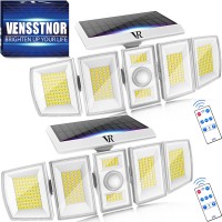 Vensstnor Solar Lights Outdoor Motion Sensor 400 Brighter 7000K 3000Lm 5 Levels Brightness 3 Lighting Modes 2400Mah 360 Wide