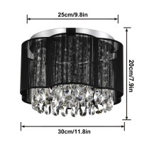 Lalula Chandelier For Bedroom Black Chandelier With Handmade Flower Lampshade Small Crystal Chandelier Bedroom Chandelier Ceili