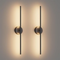 Coinmit 28In Black Wall Sconce Set Of Two Hardwired 3000K Led Modern Wall Light Fixture 360 Rotatable For Living Room Hallway Be