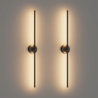 Coinmit Modern Wall Sconces Set Of Two 3000K 40In Hardwired Black Bathroom Light Fixture Vanity Light Bar 360 Rotate Warm Light