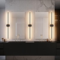 Coinmit Modern Wall Sconces Set Of Two 3000K 40In Hardwired Black Bathroom Light Fixture Vanity Light Bar 360 Rotate Warm Light