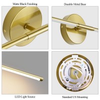 Coinmit 40Inch Gold Wall Sconces Set Of Two 360 Rotate Modern Linear Wall Light 30W Hardwired Gold Vanity Light 3000K For Bathro