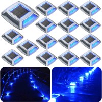 Sunflickt Solar Dock Lights Driveway Deck Lights 16Pack Outdoor Marine Lights Solar Powered Ip68 Waterproof For Pathway Walkwa