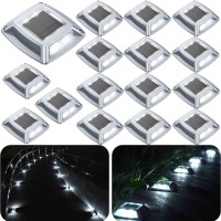 Sunflickt Solar Dock Lights Driveway Deck Lights 16Pack Outdoor Marine Lights Solar Powered Ip68 Waterproof For Pathway Walkwa