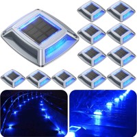 Sunflickt Solar Dock Lights Driveway Deck Lights 12Pack Outdoor Marine Lights Solar Powered Ip68 Waterproof For Pathway Walkwa