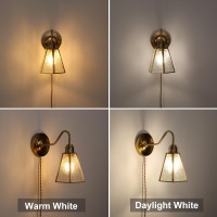 Shenmoyl Vintage Wall Sconce Wall Lamps With Clear Begonia Hexagonalis Sconce Stained Glass Shade Brass Wall Lights Fixture Wi