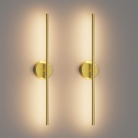 Coinmit 28In Gold Wall Sconce Set Of Two Modern Hardwired Bathroom Wall Sconces Vantiy Light 3000K Led 360 Rotatable For Bedroom