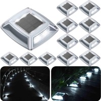 Sunflickt Solar Dock Lights Driveway Deck Lights 12Pack Outdoor Marine Lights Solar Powered Ip68 Waterproof For Pathway Walkwa