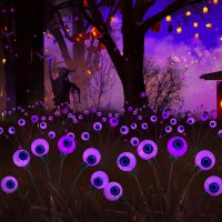 Halloween Decorations Outdoor Solar Eyeball Lights 6Pk 36Led Waterproof Swaying Firefly Lights Solar Path Lights Halloween Lig