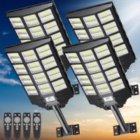 Voojoy Solar Street Lights Outdoor 4800W 4Pack Solar Lights Outdoor Dusk To Dawn Ip66 Waterproof Street Lights Solar Powered