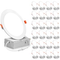 Fucoda 24 Pack Recessed Lighting 6 Inch Led Recessed Lights 6 Inch Led Canless Lights With Junction Box 6000K Daylight 12W 11