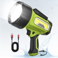 Forto Rechargeable Spotlight Flashlight With 2000 Lumens Handheld Spotlight With Foldable Stand 6 Light Modes Ipx7 Waterproof