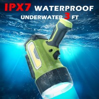 Forto Rechargeable Spotlight Flashlight With 2000 Lumens Handheld Spotlight With Foldable Stand 6 Light Modes Ipx7 Waterproof