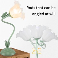 Fuzzbopn Cute Flower Desk Lamp 3 Color Temperature Table Lamp With Led Bulb Vintage Bedside Lamp Reading Lamp With Soft Light