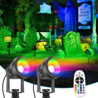 Volisun Halloween Color Changing Spotlights Plug In Spot Light Rgb Landscape Lighting 16 Multicolored Waterproof Ip65 Halloween