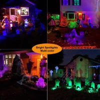 Volisun Halloween Color Changing Spotlights Plug In Spot Light Rgb Landscape Lighting 16 Multicolored Waterproof Ip65 Halloween