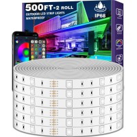 Letianpai 500Ft Outdoor Led Strip Lights Waterproof Ip68 Outside Led Light Strips Waterproof With App And Remote Music Sync Rgb