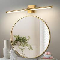 Faziyo Dimmable Black Gold Vanity Light For Bathroom 360 Rotatable Bath Lighting Fixtures Over Mirror 30 Inch Modern 4000K Bathr