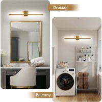 Faziyo Dimmable Black Gold Vanity Light For Bathroom 360 Rotatable Bath Lighting Fixtures Over Mirror 30 Inch Modern 4000K Bathr