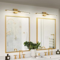 Faziyo Dimmable Black Gold Vanity Light For Bathroom 360 Rotatable Bath Lighting Fixtures Over Mirror 30 Inch Modern 4000K Bathr