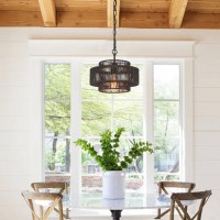 Widluth Handwoven Rattan Pendant Light Vintage 126 Farmhouse Boho Bamboo Pendant Lighting Fixture Small Retro 3Tier Drum Wi