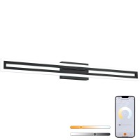 Solfart 40 Inch App Control 3 Color Temperature Dimmable Black Bathroom Light Fixtures Bathroom Vanity Light Over Mirror Modern