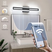 Solfart 24 Inch App Control 3 Color Temperature Dimmable Black Bathroom Light Fixtures Vanity Light Bathroom Lights Over Mirror