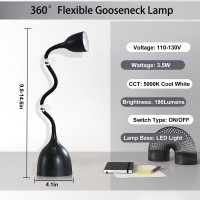 Ejiaxin Gooseneck Desk Lamp 360 Led Flexible Reading Light Small Desk Lamps For Small Spaces Home Office Bedroom College Dorm De