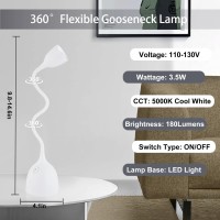 Ejiaxin Gooseneck Desk Lamp 360 Led Flexible Reading Light Small Desk Lamps For Small Spaces Home Office Bedroom College Dorm De