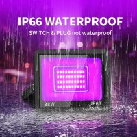 Thecham 38W Led Black Lights Ip66 Waterproof Black Light Outdoor With 5Ft Plugswitchflood Blacklight For Halloween Glow In The