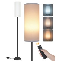 Goebleson Dimmable Floor Lamp For Living Room Corner Floor Lamp With Remote 66 Standing Tall Lamp Linen Lampshade 10W 800L