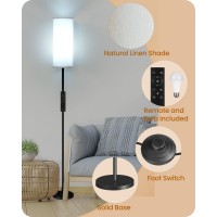 Goebleson Dimmable Floor Lamp For Living Room Corner Floor Lamp With Remote 66 Standing Tall Lamp Linen Lampshade 10W 800L