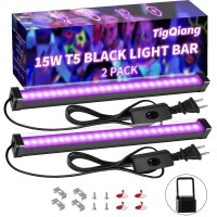 2 Pack 15W Black Light Bar Blacklight 1Ft With Plugswitchmagnetichang Hook T5 Black Light Tube Blacklight Strip Light For