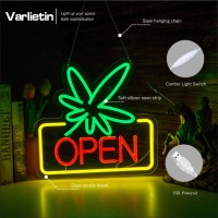 Open Neon Sign For Wall Decor Green Leaf Led Dimmable Signs Lights For Caf Bar Restaurant Retail Store Party Pub Decoration A