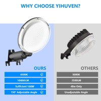 Yihuven Led Barn Light 10000Lm Dusk To Dawn Outdoor Security Flood Lighting 150 Adjustable 6500K Ip66 Waterproof Street Area