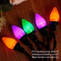 Recesky C7 Halloween String Lights 50 Led 24Ft Smooth Bulb Orange Purple Green Lights With Timing Function Extendable 8 Mode